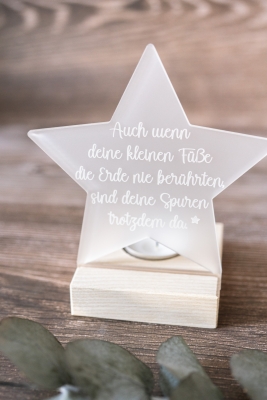Teelichthalter Stern / Kerzenhalter / mit Spruch / Sternenkind